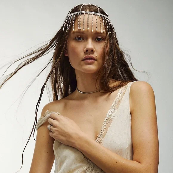 New?Free People-Zaza Rhinestone Headpiece Shop 1920s Headpieces - Rhinestone Cage Headpiece | BABEYOND main image 3